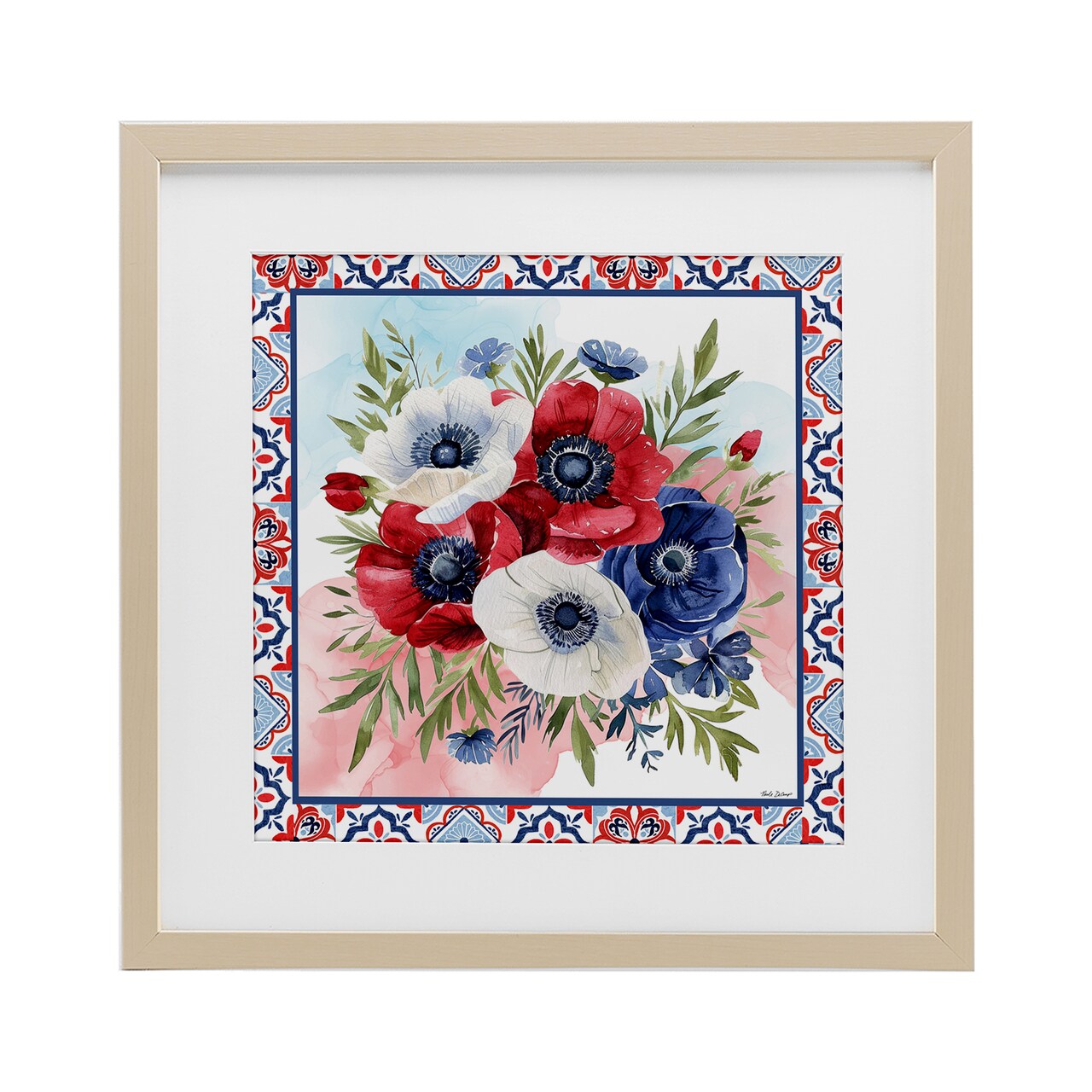 Stupell Industries Americana Poppy Bouquet Framed Print Under Glass, design by Nicole DeCamp